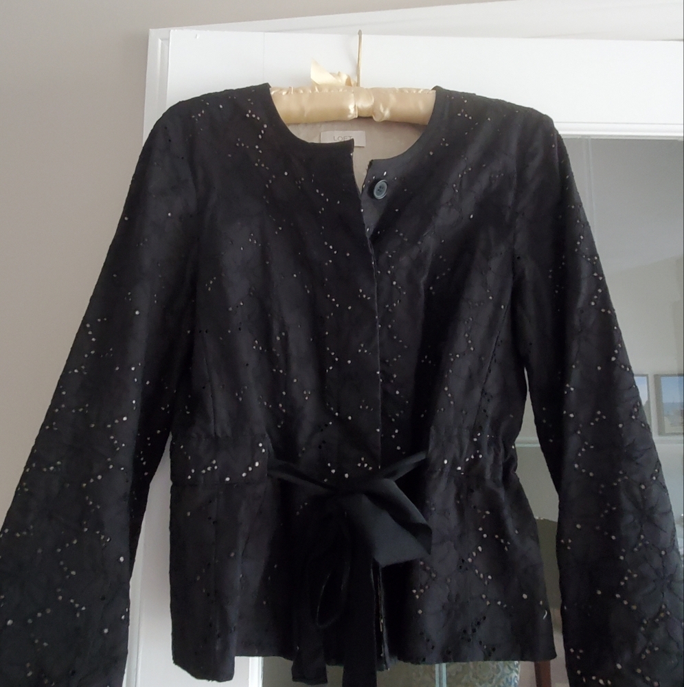 LIKE NEW Loft Women's Small Embroidered Eyelet Jacket